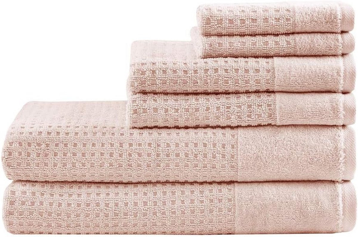 6-delige luxe katoenen handdoekenset in roze voor volwassenen