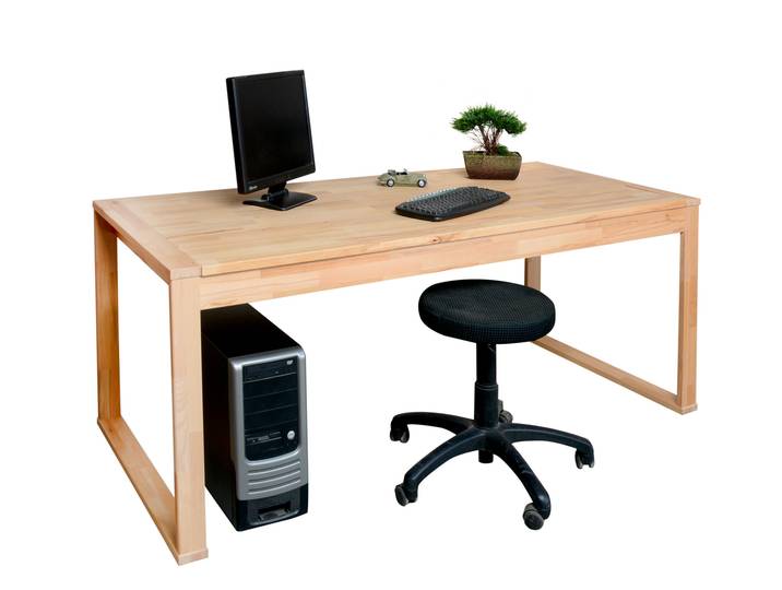 OFFICE FOUR Schreibtisch, Material Teilmassiv, Kernbuche