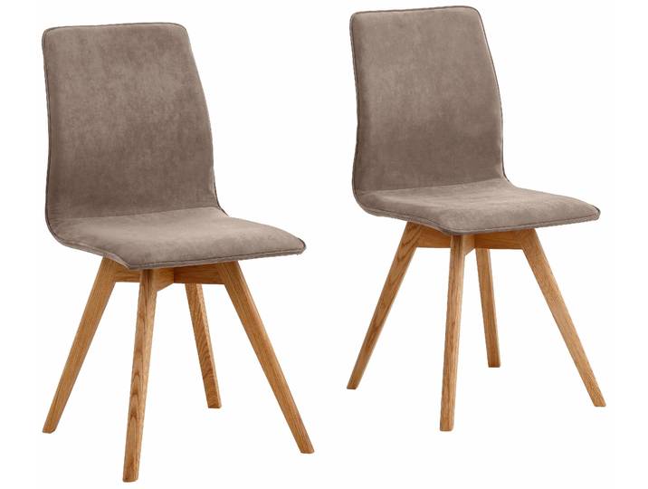 Esszimmerstuhl GOODPRODUCT Rania , beige (taupe, eichefarben), B:45cm H:91cm T:55cm, Luxus-Microfaser in Lederoptik (100% Polyester);Echtleder, Stühle, Esszimmerstuhl, Eiche, 2er/4er/6er-Set, Küchenstuhl