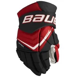 BAUER Vapor FLYLITE Eishockeyhandschuhe Junior – 10–11 Zoll, sechs Farben | 11 Zoll schwarz/rot