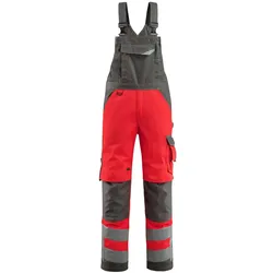Warnschutz Latzhose "NEWCASTLE" Safe Supreme - 90C46 - rot/dunkelanthrazit