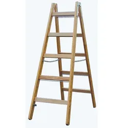 Doppelleiter Krause Holz - 2x10 Sprossen beidseitig besteigbare Holzleiter