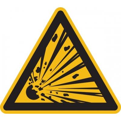 König Werbeanlagen Warnschild, Warnung vor explosionsgefährlichen Stoffen W002 - ASR A1.3 (DIN EN ISO 7010) - 400x0.6 mm Aluminium geprägt