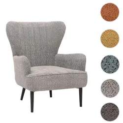 Lounge-Sessel HWC-K37, Cocktail-/Ohrensessel Polsterstuhl Retro Vintage Stoff Chenille (500g/m2) ~ grau