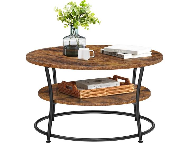 Couchtisch Rund Industrie-Design Metall Vintagebraun