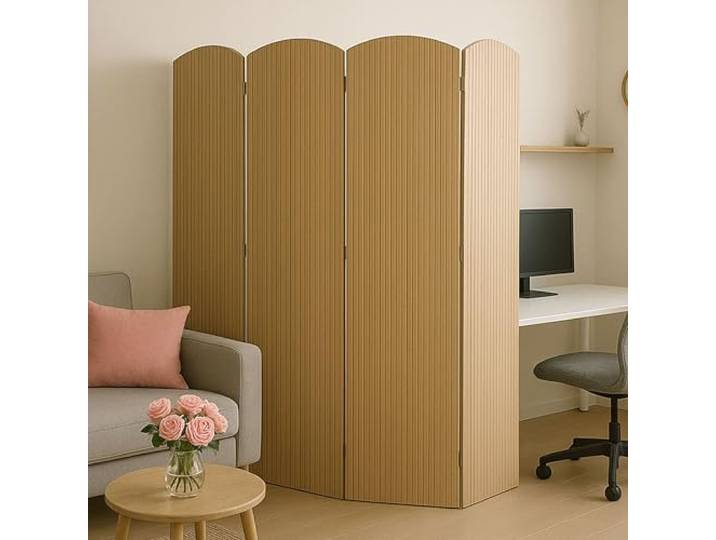 Mendler Bambus Paravent HWC-O30 zusammenklappbar 4 Paneele 170x162cm