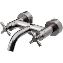 Steinberg Serie 250 Wannenarmatur, Aufputzmontage, Zweigriff, 2 Verbraucher, Ausladung 203mm, 2501100BGM, Farbe: Brushed Gun Metal