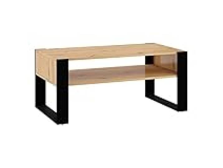 Table Basse en chêne avec étagère Nuka F Noir 110 x 60 cm Moderne de Haute qualité