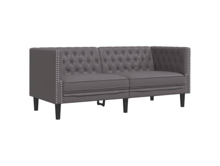 vidaXL Chesterfield-Sofa 2-Sitzer Grau Kunstleder