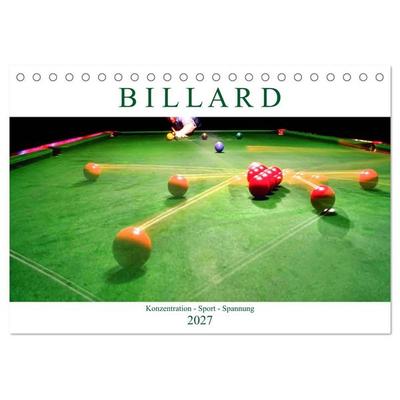 Billard. Konzentration - Sport - Spannung (Tischkalender 2027 DIN A5 quer), CALVENDO Monatskalender