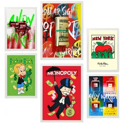POSTER Set Mit 6 Ikonischer Andy Warhol New York Dollar A3 & A4 Weißer Rahmen