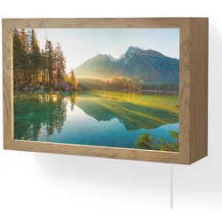 WANDLEUCHTE See - Wald - Berge - Natur - Sonne - Landschaft 30x20 cm Wandlampe