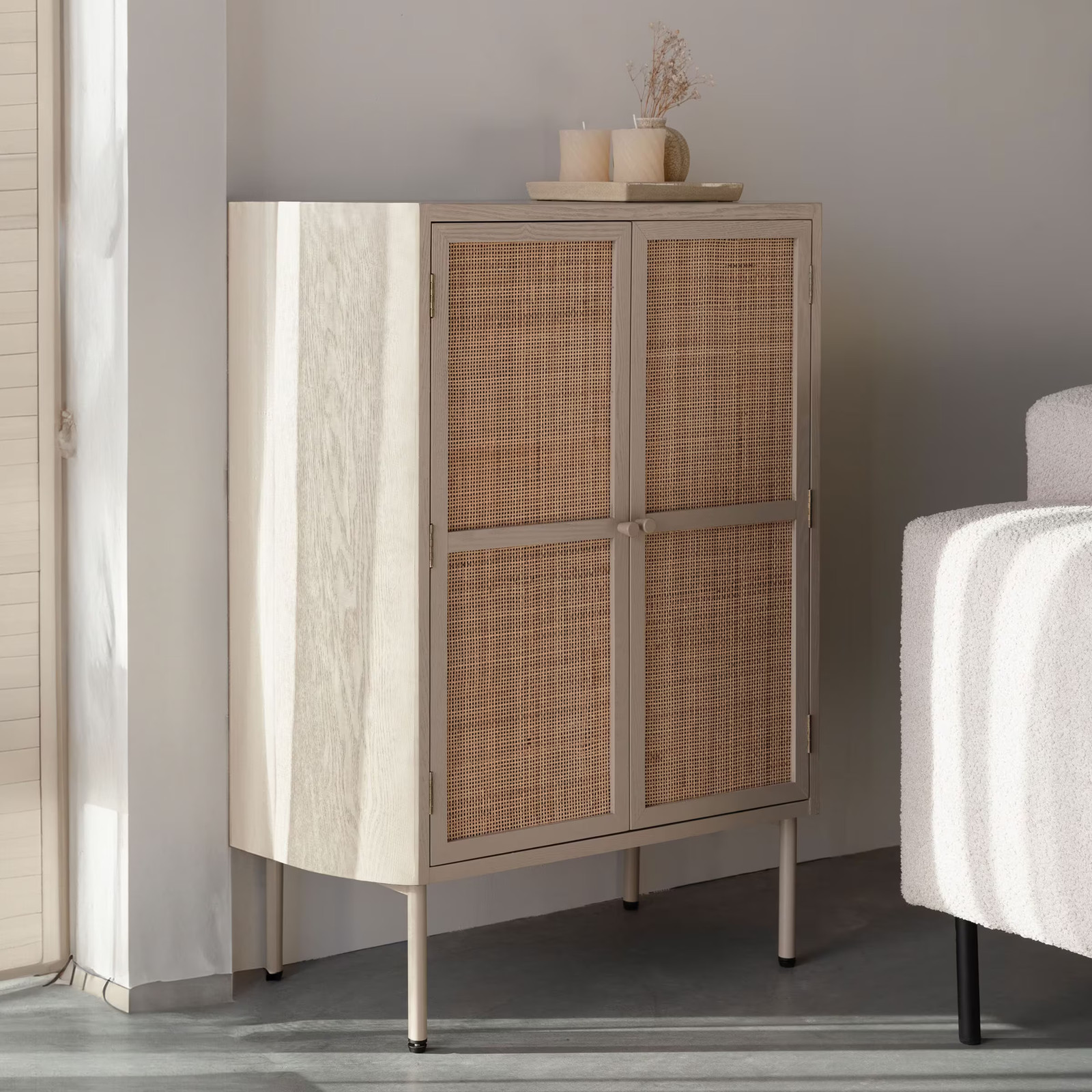 ZILT Opbergkast Meja Rattan in Beige, B: 100 cm, D: 80 cm