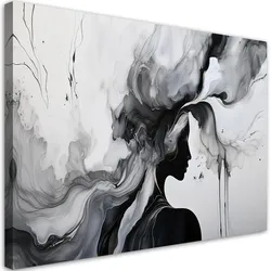 LEINWANDBILD Frau abstrakte Schwarz-Weiß-Tinte 60x40cm