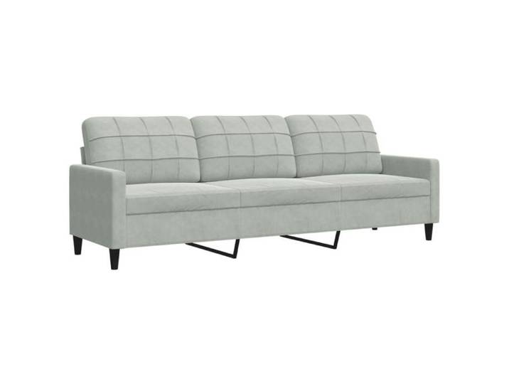 Sofa Fixe - ORVEL - Canapé à 3 places moderne - 3 personnes - Gris clair - 210 cm - Velours 67536