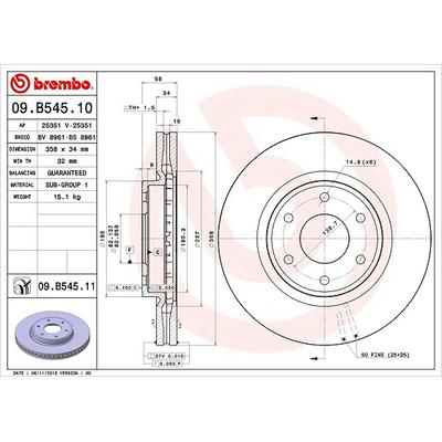Brembo 1x Bremsscheibe [Hersteller-Nr. 09.B545.11] für Nissan