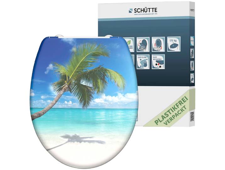 WC-Sitz SCHÜTTE CARRIBEAN , bunt, B:375cm L:450cm, Duroplast, WC-Sitze, WC-Sitz, Duroplast, mit Absenkautomatik und Schnellverschluss