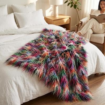Plutus Brands Plutus Fanciful Boho Plush Handmade Luxury Faux Fur Throw