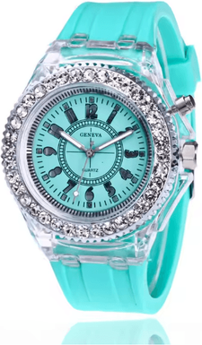 Inspire Essentials LED Flash Luminous Silicone Watch For Kids And Adults lake Blue