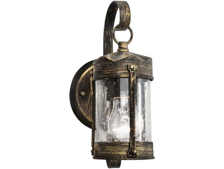Wandlampe aussen Taverna schwarz-gold Siluminguss/Glas B 12.5 cm IP23