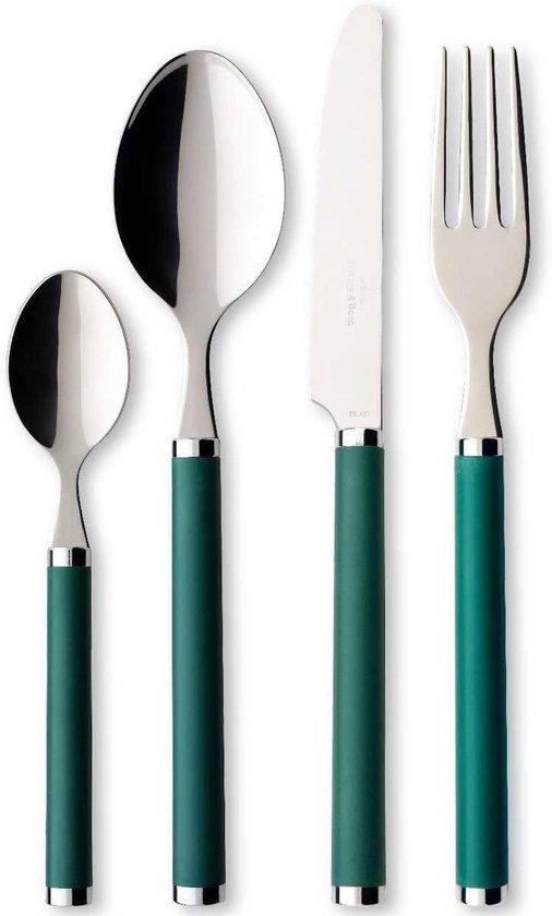 30-teiliges Besteck-Set aus Keramik, Grün, für Garten und Esstisch