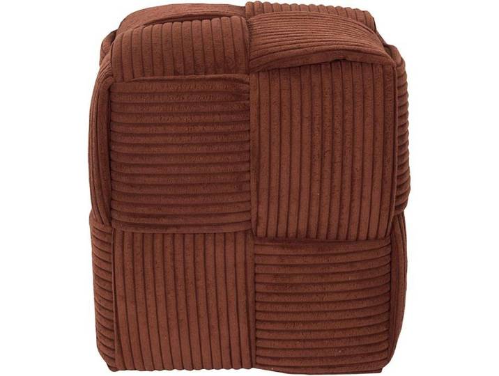 HOME DECO FACTORY Pouf Côtelé Tressé Terracotta HD0539 36x38x36 cm Siège ou Table d'Appoint
