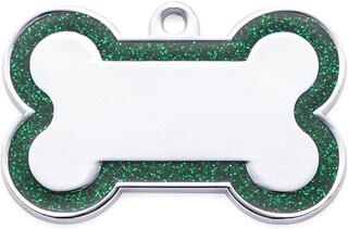 Uplift Treasures Custom Double Sided Glitter Pet ID Tag green s 33x21mm
