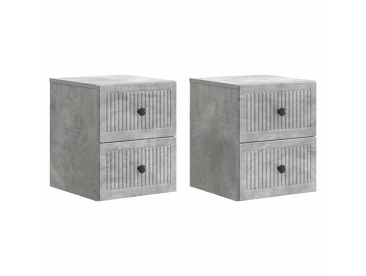 KUPTYERFG Nachttisch Wandmontiert 2er Set Betongrau 33 x 34,5 x 40 cm Wandhängende Hängeschränke mit 2 Schubladen für Schlafzimmer und Wohnzimmer. Platzsparende Aufbewahrung in Betongrau.