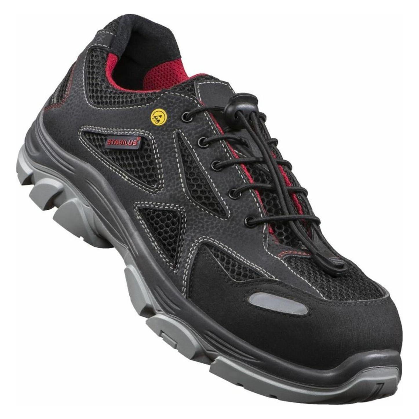 Stabilus Sicherheitsschuh THILO LOW Grösse 45 schwarz/rot S1 SRA ESD EN ISO 20345 Textilmaterial/Meshmaterial (S1, 45) (6130A-45)