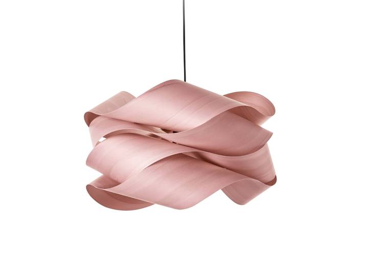 LZF LAMPS Hängeleuchte Link, dimmbar, violett / pink / rose, für Wohn- / Esszimmer, Holz, Design