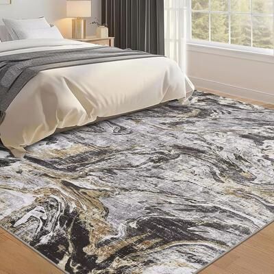 Garvee Cloud Ink Modern Abstract Washable Area Rug