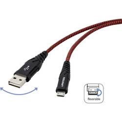 TOOLCRAFT USB-Kabel USB 2.0 USB-A Stecker, USB-C® Stecker 2.00 m Schwarz/Rot Extrem robuste Geflechtschirmung, beidseitig verwendbarer Stecker TO-6872829
