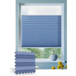 Plissee ohne Bohren nach Maß, Blau 134120, 30 x 80 cm, Plissee individuell maßangefertigt