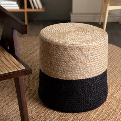 Pouf HANSE HOME "Looma, Jute", gold (naturgold, schwarz), B:40cm H:40cm, Obermaterial: 100% Jute, Poufs, Pouf