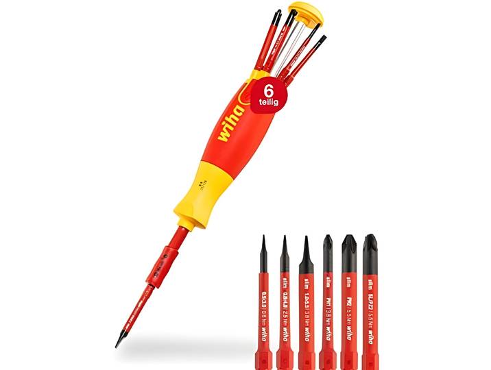 Tournevis rétractable isolé VDE WIHA 38611 LiftUp 283941000V, outil de réparation magnétique multi-embouts