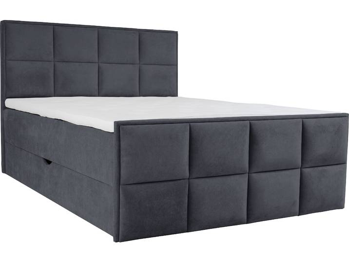Boxspringbett HOME AFFAIRE Timeo , grau (anthrazit), B:141cm L:210cm, Komplettbetten, Boxspringbett, in den Breiten 120,140,160 & 180 cm erhältlich