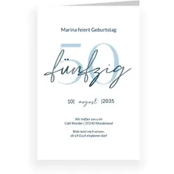 Einladungskarte 50. Geburtstag: Elegante Jubiläumszahl mit Foto in Weiß