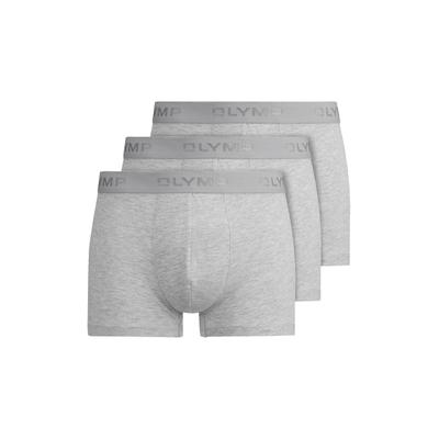 Boxershorts OLYMP "OLYMP Boxershorts (3er-Pack)", Herren, Gr. S, EURO-Größen, grau, 90% Baumwolle, 5% Elasthan, 5% Viskose, Unterhosen
