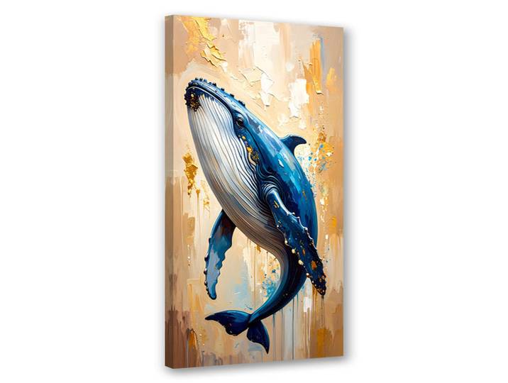 Feeby Leinwandbild Wal Säugetiere Meerestiere 40x80cm, Blau, Tiere, Rechteckig, 40x80 cm, Bilder & Rahmen, Bilder, Leinwandbilder