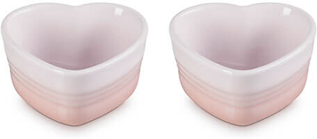 Le Creuset Shell Pink Stoneware Set of 2 Heart Ramekins