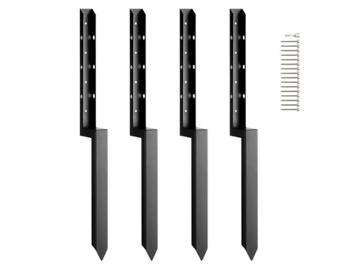 VEVOR Kit de réparation de clôture\, 4 pcs\, support de poteau en acier robuste\, intérieur 51 x 51 mm\, piquet d'ancrage au sol pour réparation de poteau de clôture en bois incliné ou cassé