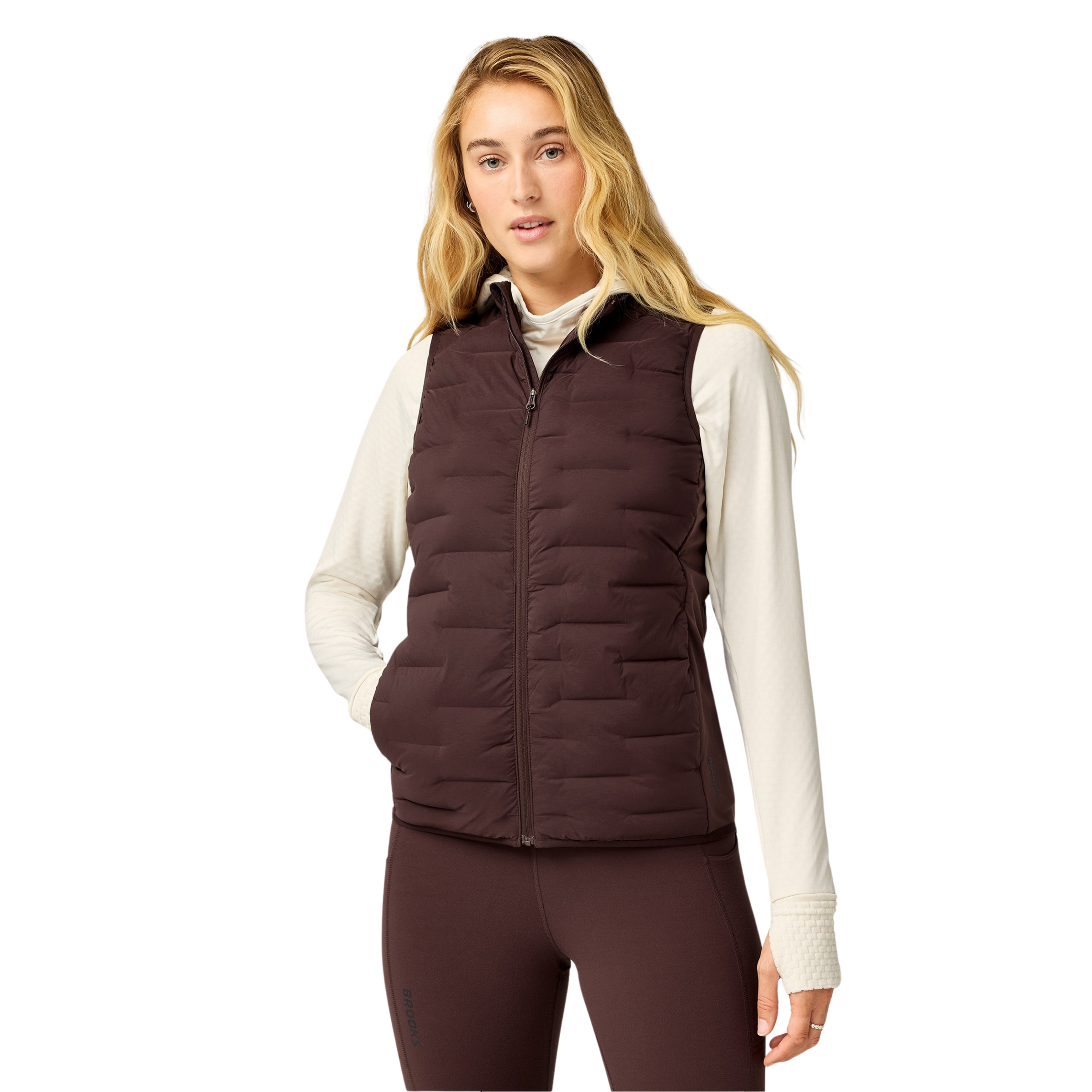 Brooks Momentum Thermal Weste Damen Kunstfaserwesten braun Größe L Laufen Wasserabweisend Wasserabweisend