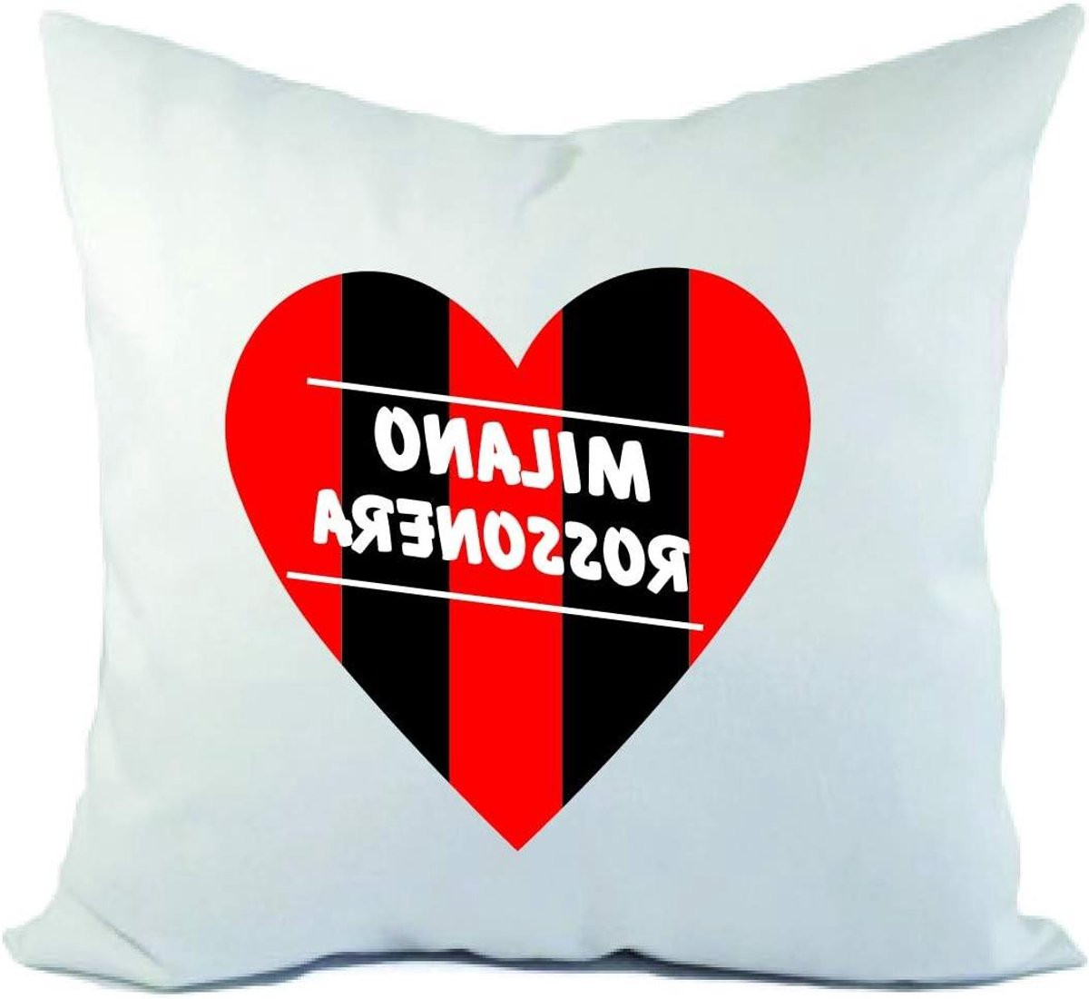 Decoratiekussen Hart Rood met Wit Bedrukte Hoes - 40 x 40 cm
