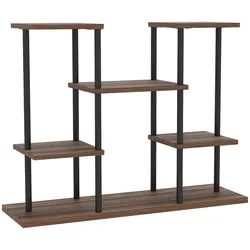 MODFU Pflanzenregal aus Stahl und Fichtenholz in Charcoal, 80x24x61,5 cm, 4-stufig