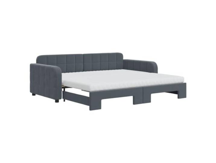 vidaXL Slaapbank onderschuifbed matrassen 90x190cm fluweel donkergrijs