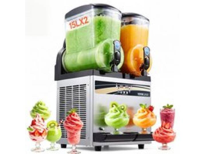 VEVOR kommerzieller Frozen Drink Maker, 15 L x 2 Slush-Maschine mit zwei Tanks, 120 Tassen Margarita-Smoothie-Maschine aus Edelstahl, Slush-Maker für Zuhause Partys Restaurants Cafés Bars