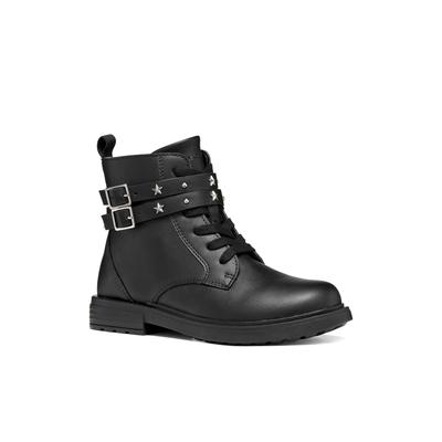 Bikerboots GEOX "J ECLAIR GIRL", Mädchen, Gr. 34, Synthetik Textil, schwarz, Lederimitat, Schuhe Bikerboots, Herbst Boots mit Reißverschluss, Größenschablone zum Download