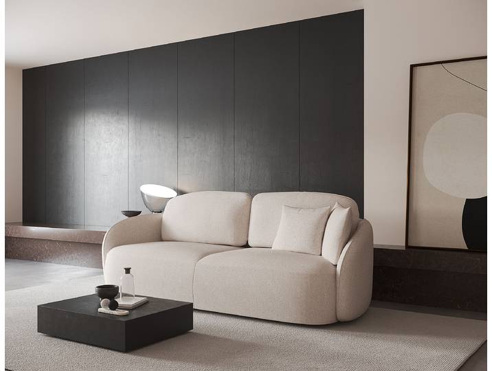 Schlafsofa Weiß/Creme Webstoff 254 x 96 x 105cm mit Schlaffunktion Modern