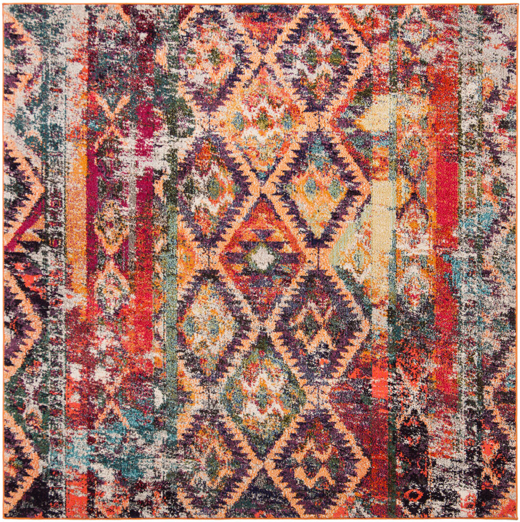 Bloomsbury Market Marty Moroccan Area Rug Orange Square 201cm