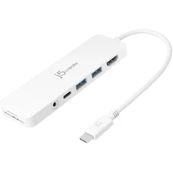 j5Create JCD373-N (USB-C, 7 Ports), Dockingstation + USB Hub, Weiss